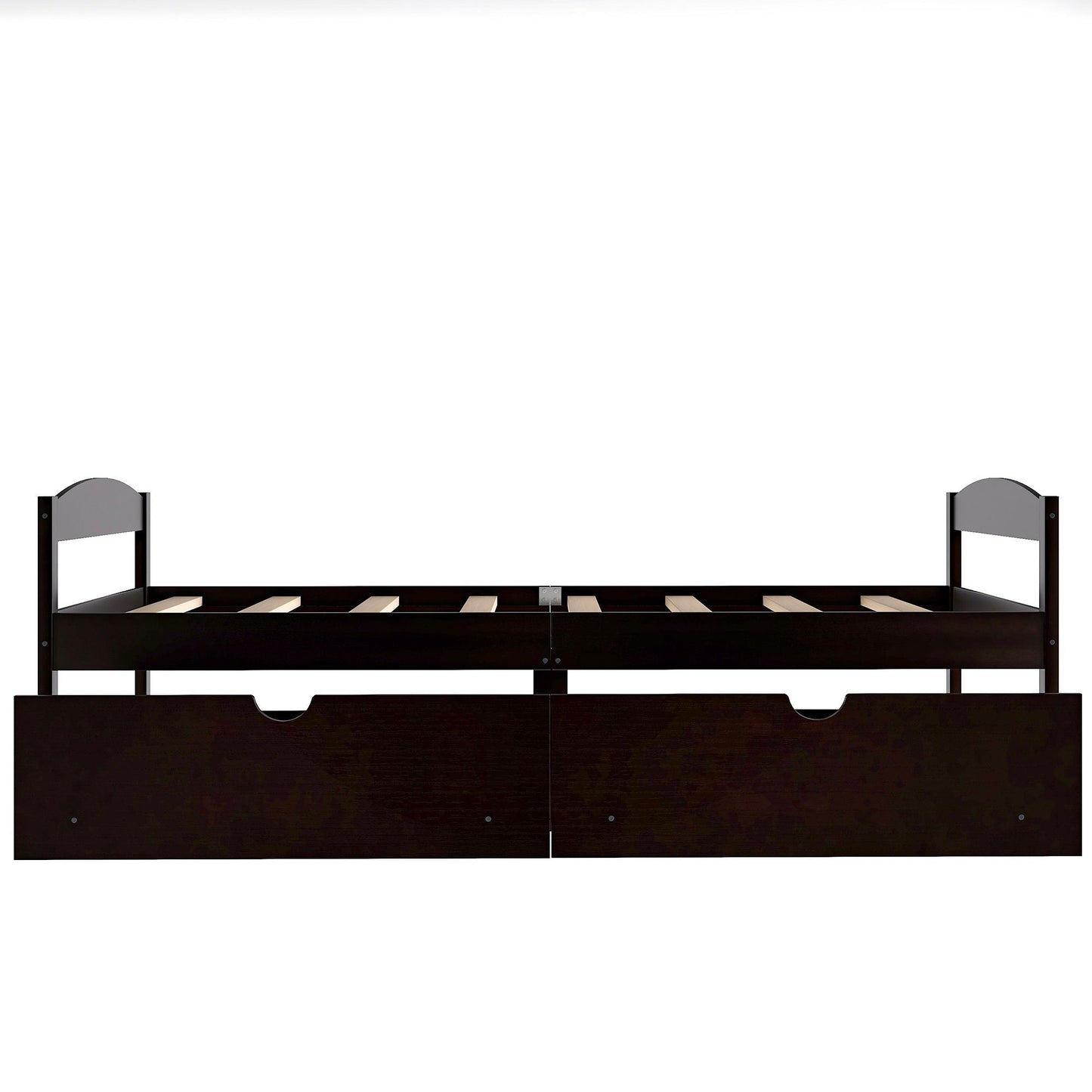 Platform bed with 2 drawers, dark espresso wood, slat base, HouseOfZazla storage bed on Tampa Home & Garden Store