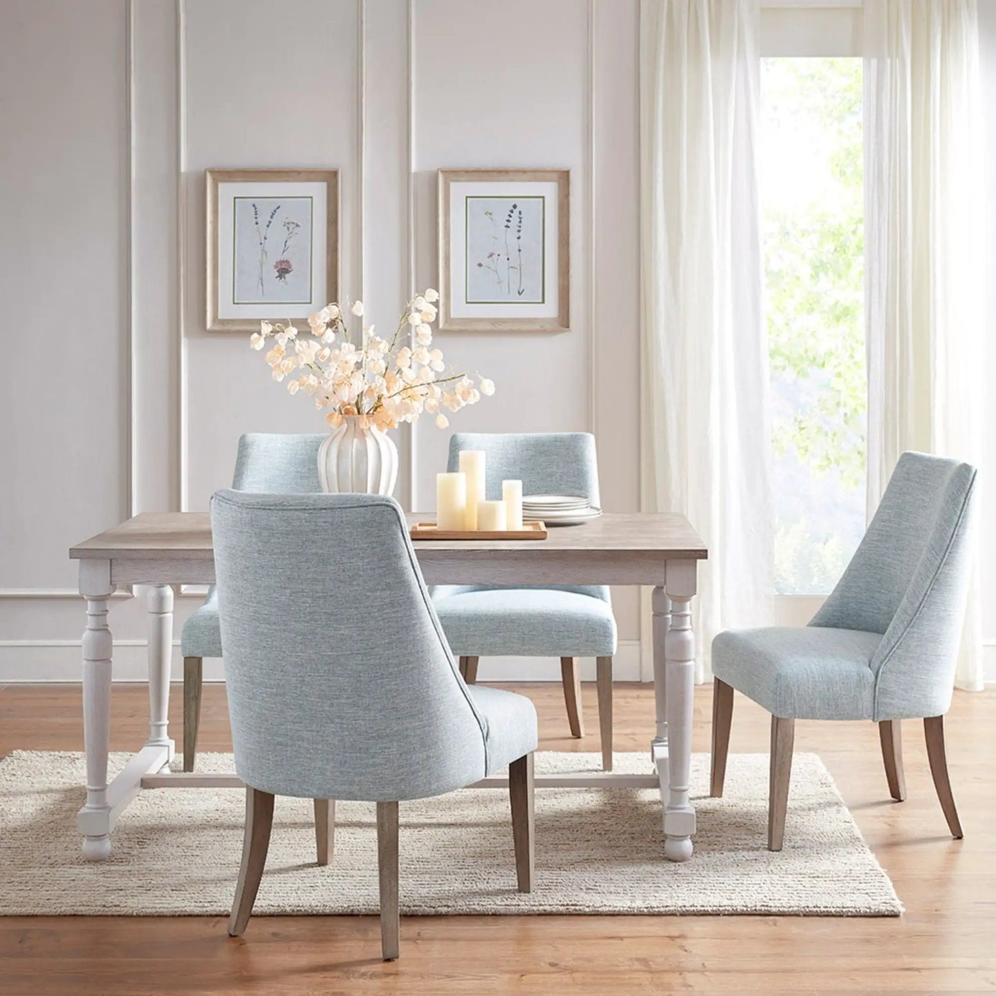 Comfortable upholstered dining chairs set of 2 in blue fabric by Unique Piece Furniture on Tampa Home & Garden Store