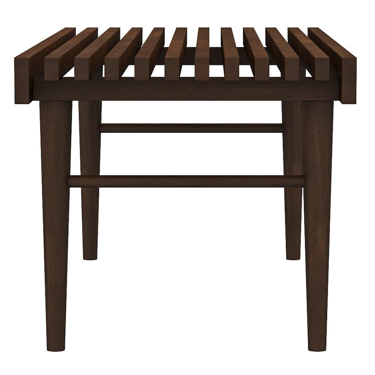 Dark brown wood accent bench Mia with solid wood frame on Tampa Home & Garden Store