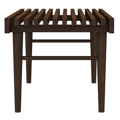 Dark brown wood accent bench Mia with solid wood frame on Tampa Home & Garden Store