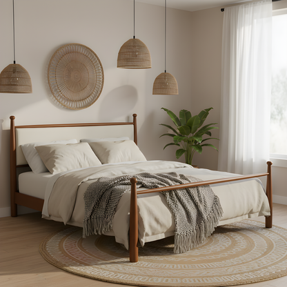 Upholstered King Poplar Bed Frame and Headboard
