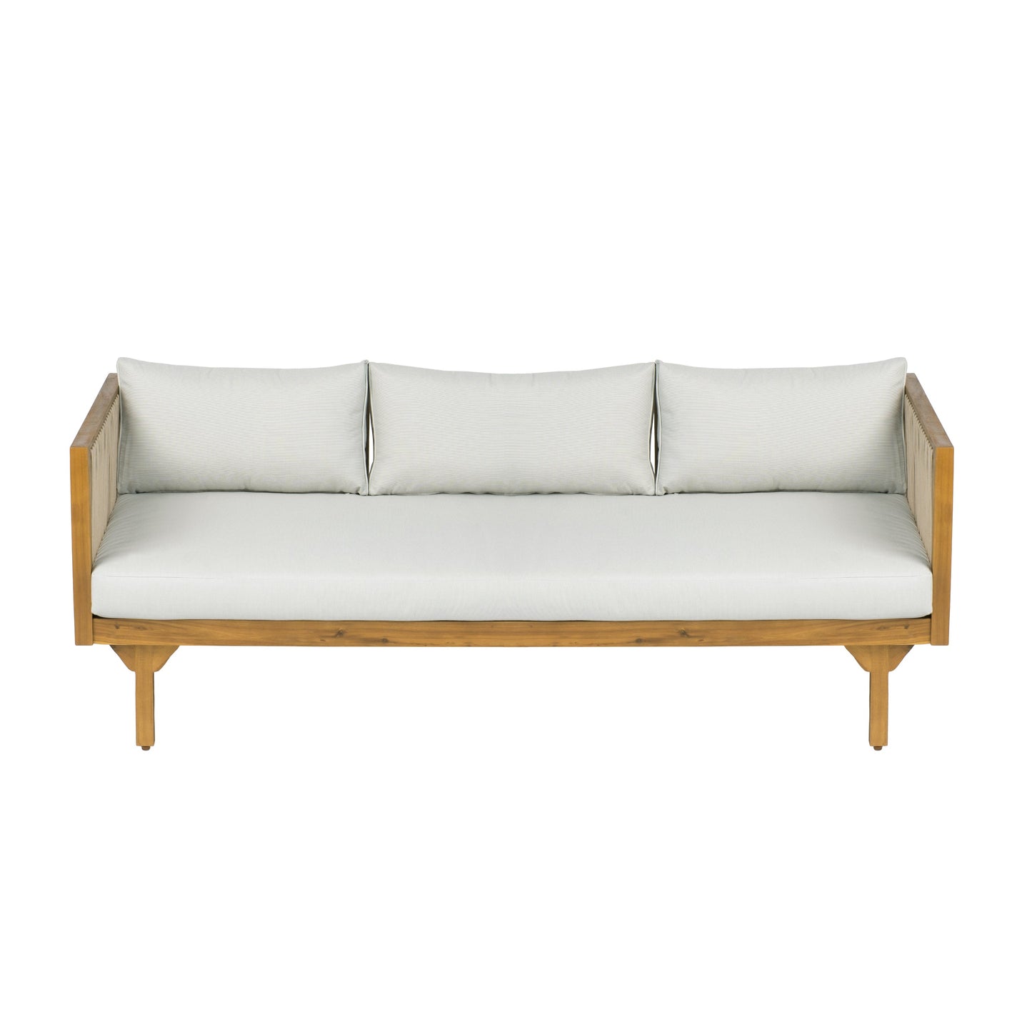 Outdoor Acacia Wood Patio Sofa with Teak Finish