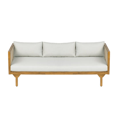 Outdoor Acacia Wood Patio Sofa with Teak Finish