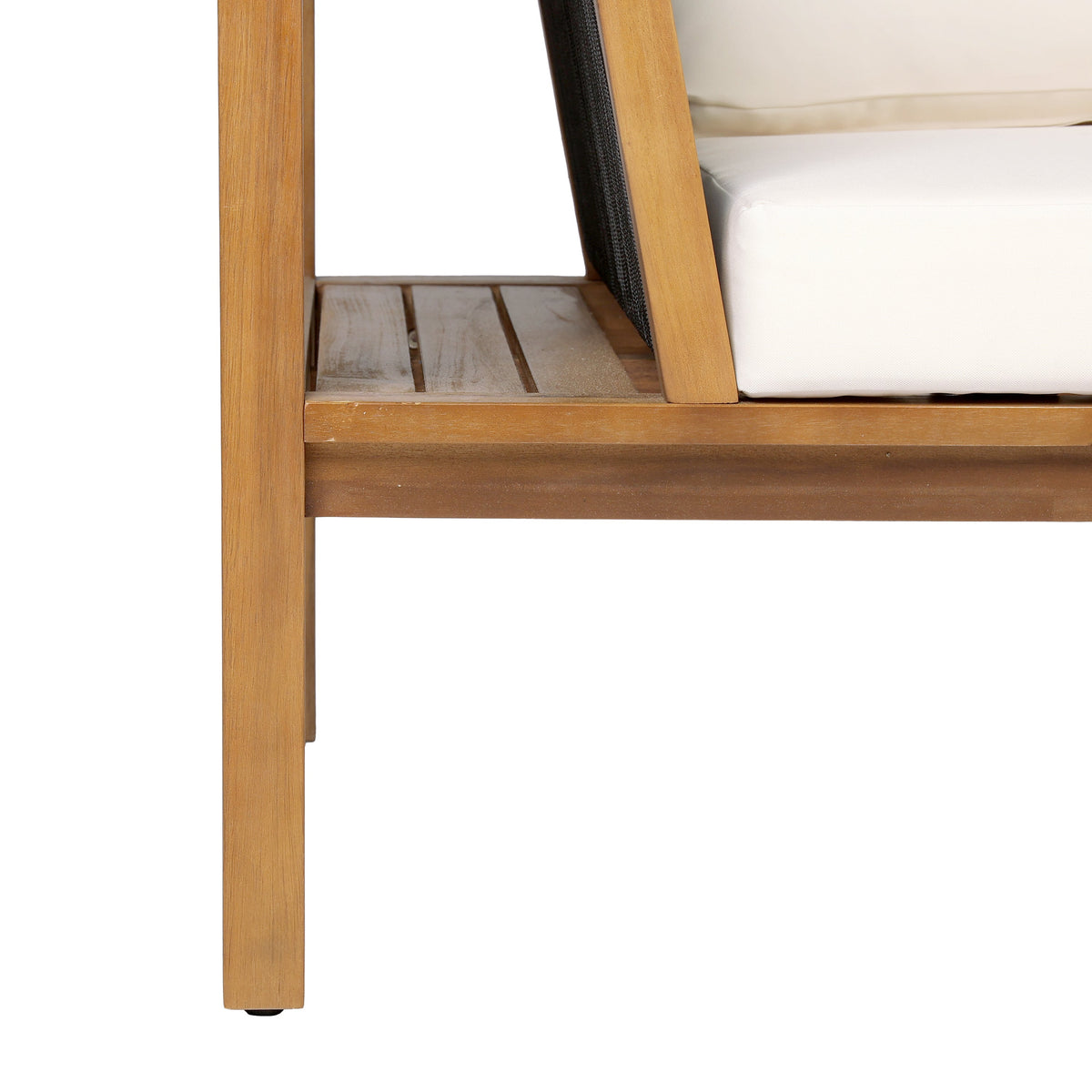 Teak finish acacia wood outdoor daybed frame with beige cushions HouseOfZazla on Tampa Home & Garden Store