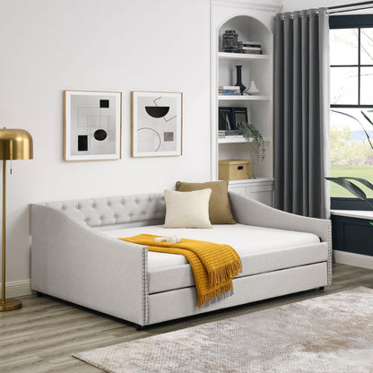 Upholstered Tufted Daybed and Storage Drawers
