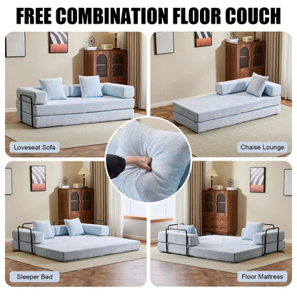 Convertible Floor Sofa Bed with Armrest