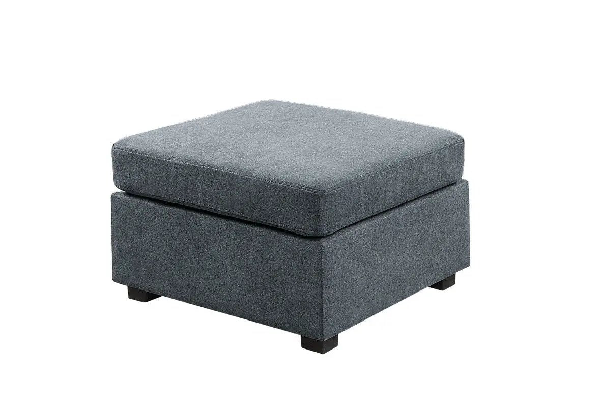 Isla fabric ottoman in blue-gray with square cushion top by Unique Piece Furniture on Tampa Home & Garden Store