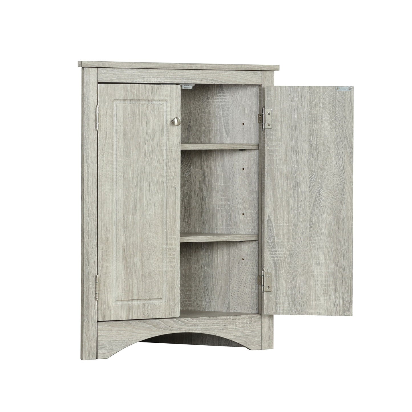 Triangle bathroom linen cabinet by HouseOfZazla in gray wood with adjustable shelves on Tampa Home & Garden Store
