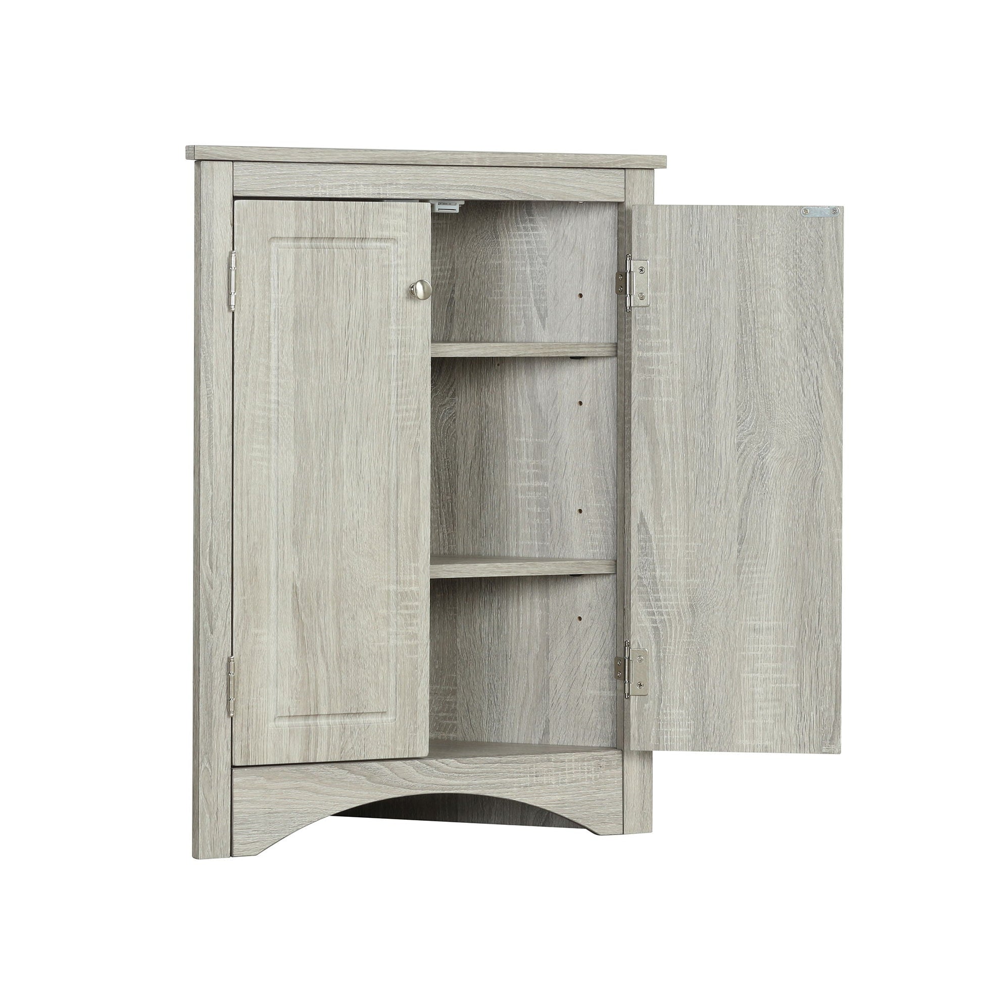 Triangle bathroom linen cabinet by HouseOfZazla in gray wood with adjustable shelves on Tampa Home & Garden Store