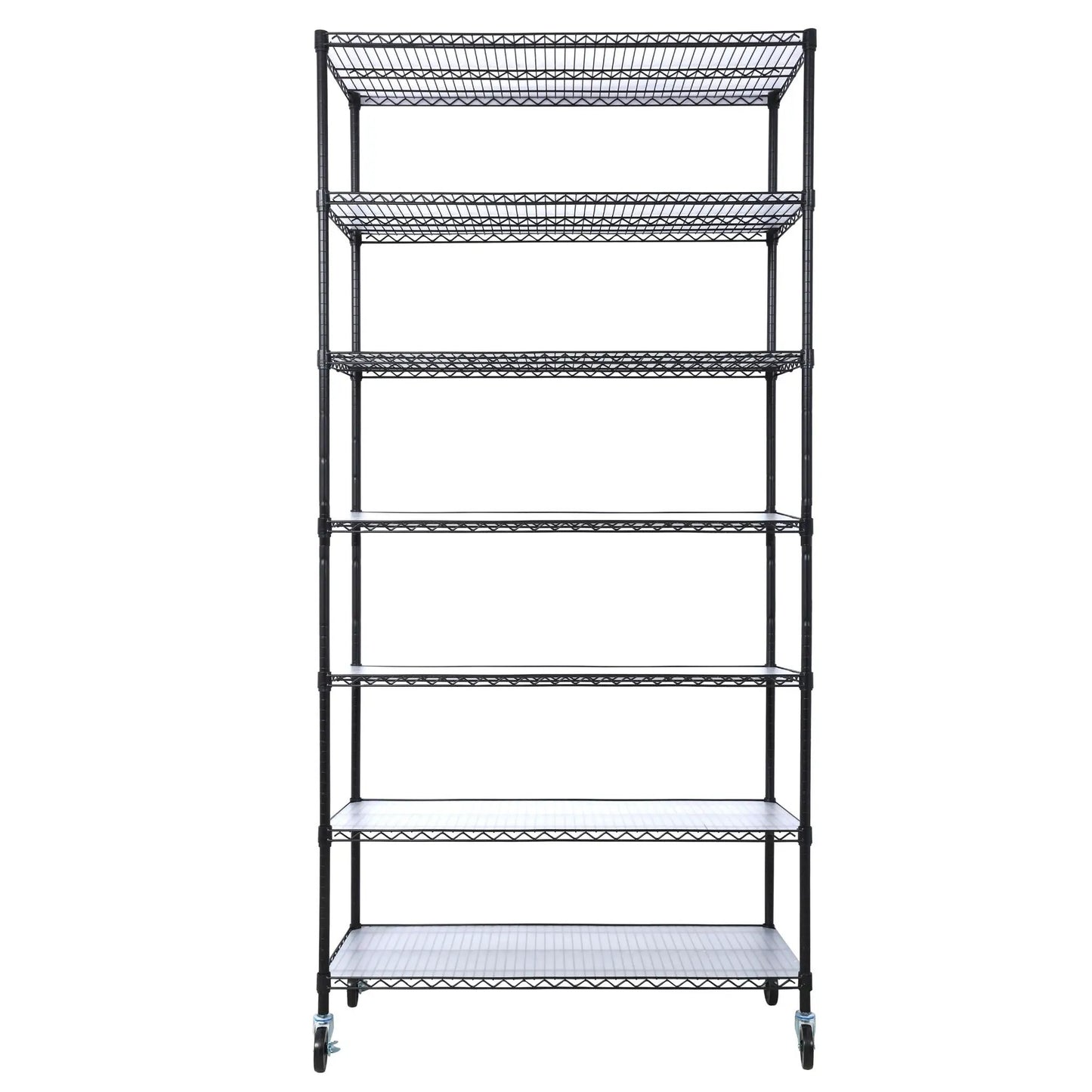 7-Tier Metal Shelf with Wheels, Heavy Duty