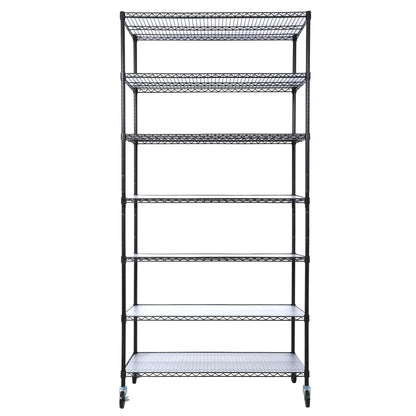 7-Tier Metal Shelf with Wheels, Heavy Duty