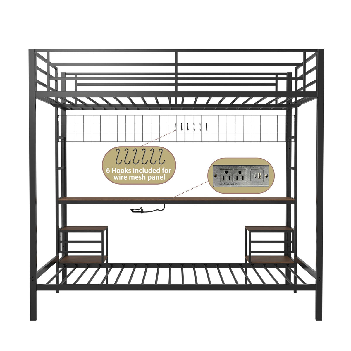 Ethan bunk bed with desk and storage shelves; black metal frame by HouseOfZazla on Tampa Home & Garden Store