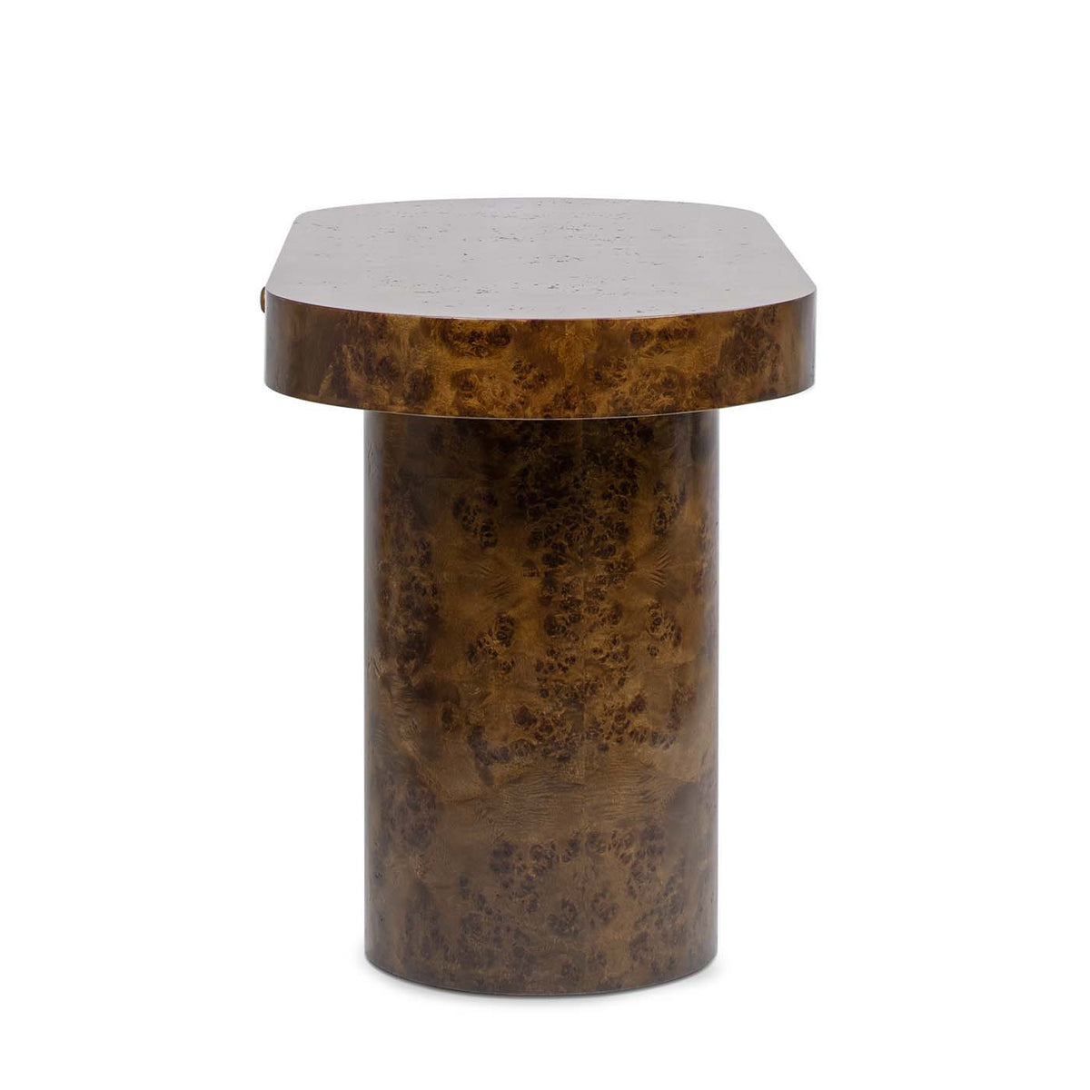 Oval computer desk with single drawer in burl wood veneer, brown finish HouseOfZazla on Tampa Home & Garden Store