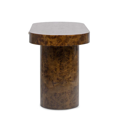 Oval computer desk with single drawer in burl wood veneer, brown finish HouseOfZazla on Tampa Home & Garden Store