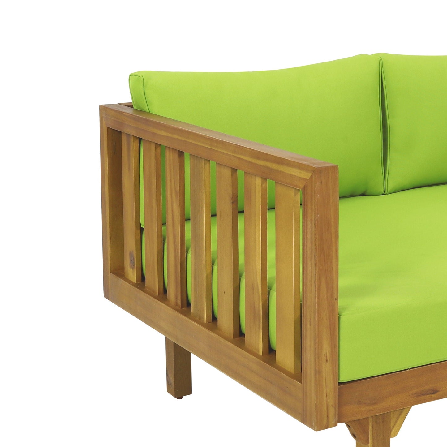 Claremont 3-Seater Daybed teak acacia wood with green water-resistant cushions by HouseOfZazla on Tampa Home & Garden Store