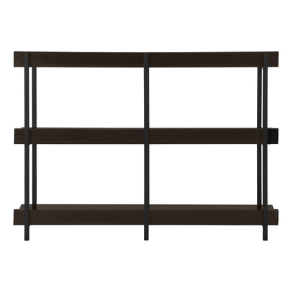 Accent console table 3-tier design for entryway in dark brown wood with black metal frame on Tampa Home & Garden Store