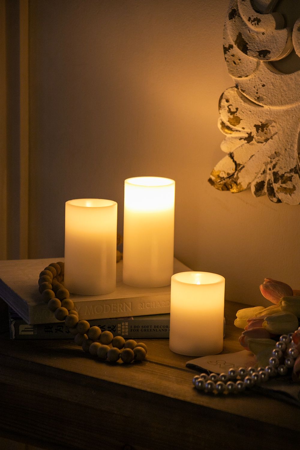 Led Candles With Remote Timer Set Of 3 White