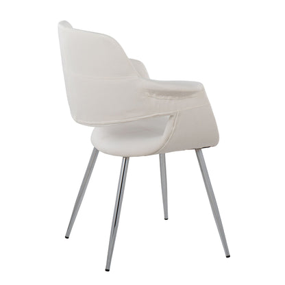 Retro Chic Art Deco Chair Set with chrome frame in cream upholstery side view on Tampa Home & Garden Store