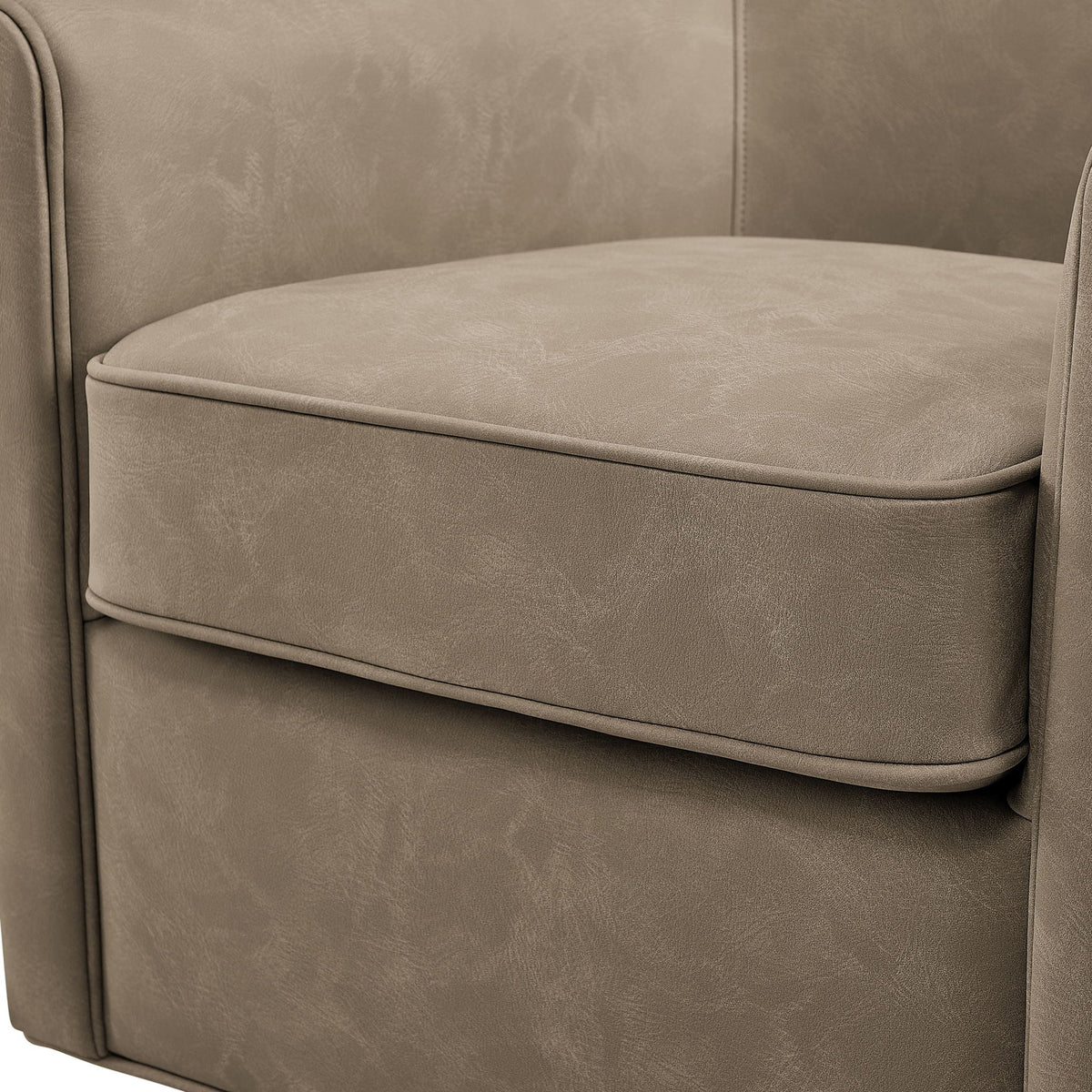 Westly Swivel Accent Chair beige leather upholstery with 360° base on Tampa Home & Garden Store