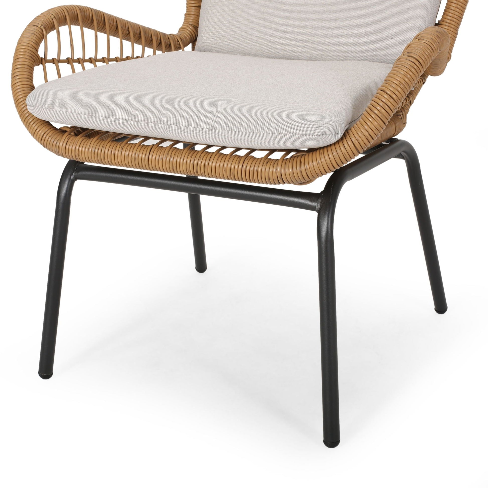 Outdoor Wicker Club Chair Set of 2 beige cushions by HouseOfZazla on Tampa Home & Garden Store