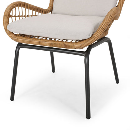 Outdoor Wicker Club Chair Set of 2 beige cushions by HouseOfZazla on Tampa Home & Garden Store