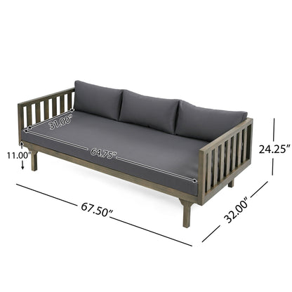 Claremont 3 Seater Daybed with teak acacia wood frame and gray water-resistant cushions on Tampa Home & Garden Store