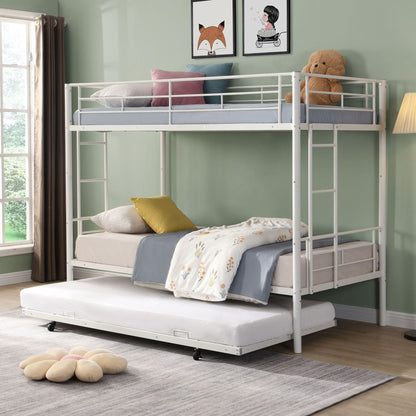 Modern Metal Frame Bunk Bed With Trundle