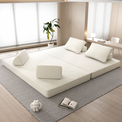 Modular Sofa Bed With Two Backrests and Pillows