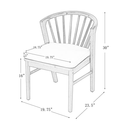 Acacia Wood Patio Outdoor Dining Chairs Set of 2