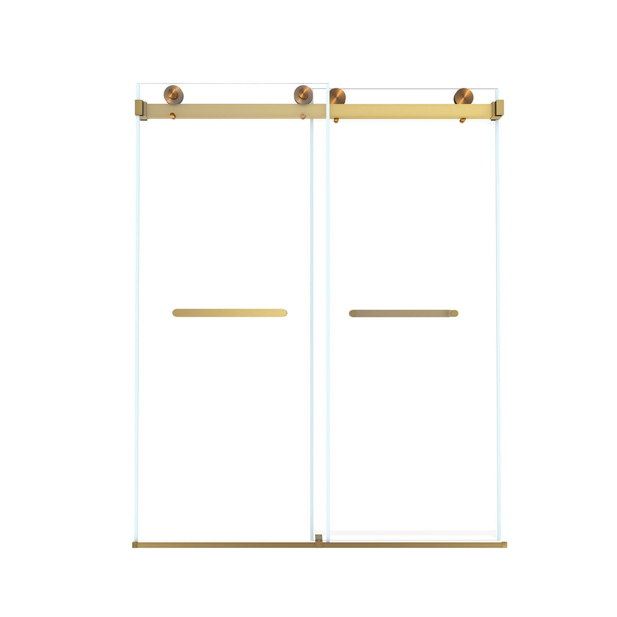 Frameless double sliding shower door with tempered glass and gold hardware by HouseOfZazla on Tampa Home & Garden Store
