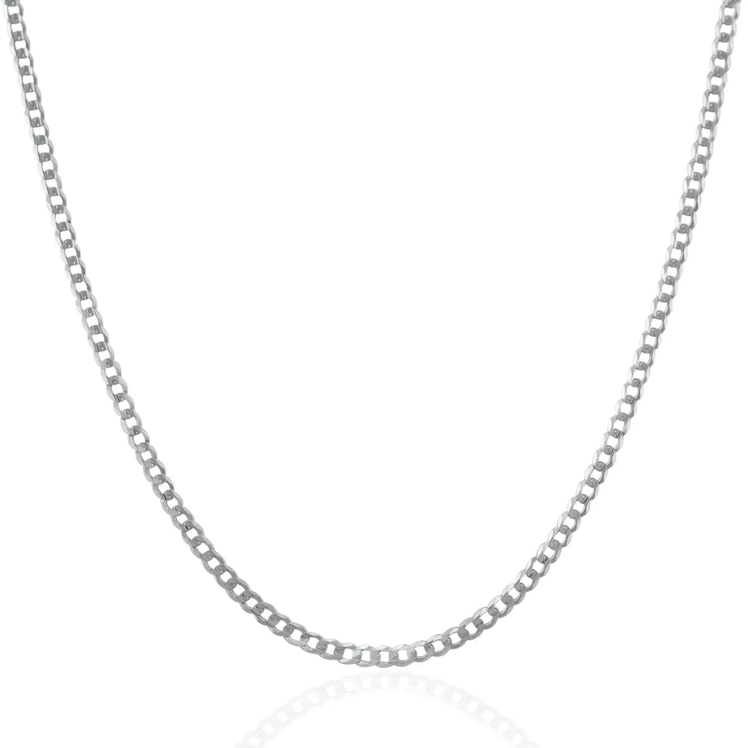 2.6mm 14k white gold solid curb chain necklace by Bids.com on Tampa Home & Garden Store