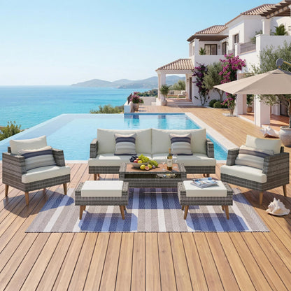 6 Piece Outdoor PE Wicker Sofa and Chairs