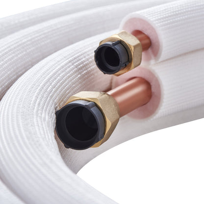 White 25ft mini split line set with copper tubing and brass fittings on Tampa Home & Garden Store