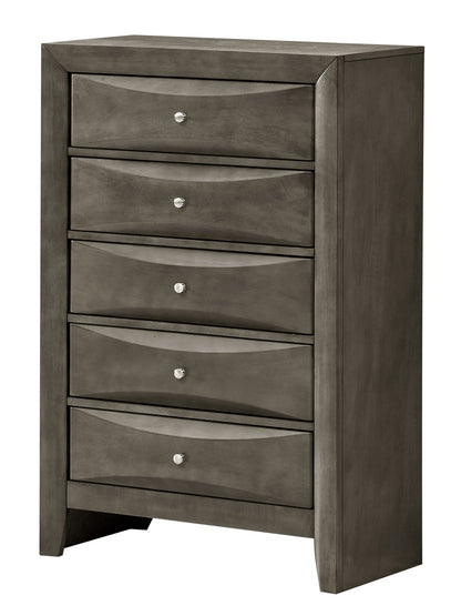 Accent Chest with Molded Resin Drawers gray finish, 7 curved-front drawers, chrome knobs on Tampa Home & Garden Store