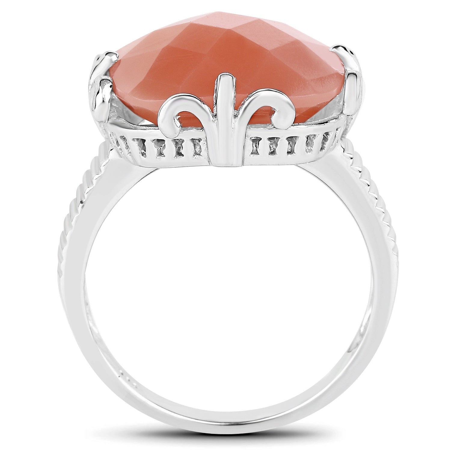 12.75ct peach moonstone ring in .925 sterling silver with fleur-de-lis setting by Bids.com on Tampa Home & Garden Store