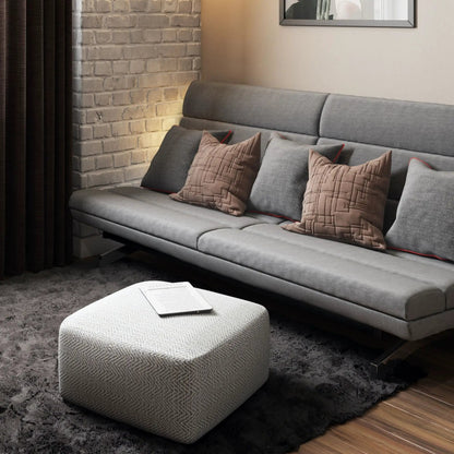 Nate handcrafted square pouf in light gray fabric; accent piece by Unique Piece Furniture on Tampa Home & Garden Store