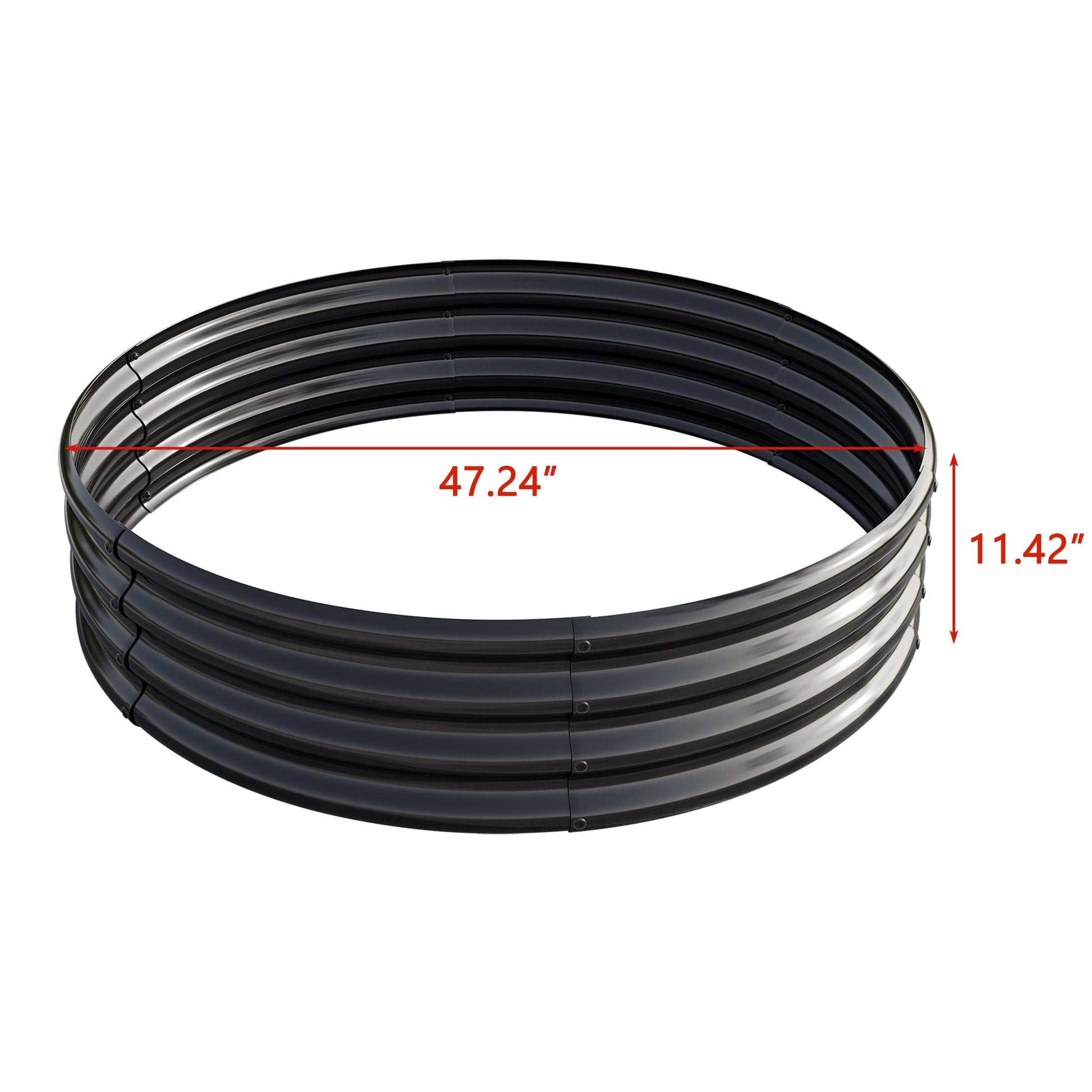 2-pack round raised garden bed planters, 47.24in diameter, black metal rings on Tampa Home & Garden Store