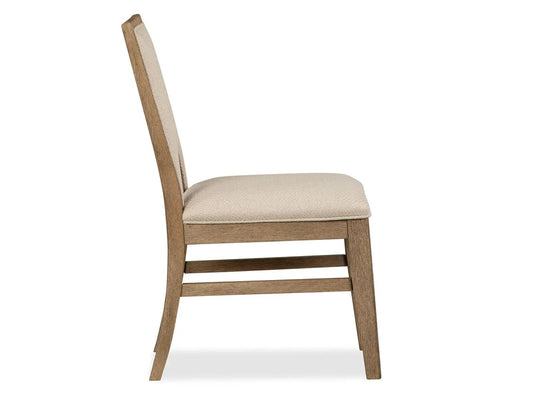 Tristan Upholstered Side Chair Swiss Coffee fabric on natural wood frame on Tampa Home & Garden Store