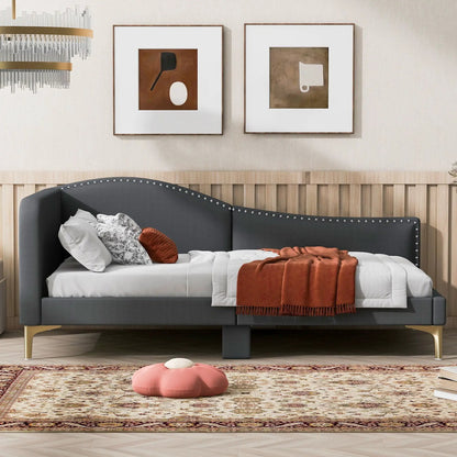 Upholstered Daybed with Headboard and Armrest