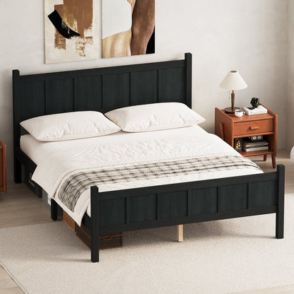 Two Queen Size Flat Panel Beds with Headboards & Footboards, black wood frames on Tampa Home & Garden Store