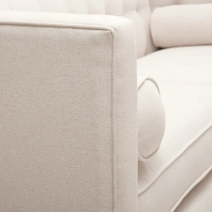 Jack modern tuxedo tufted sofa arm beige fabric close-up on Tampa Home and Garden Store