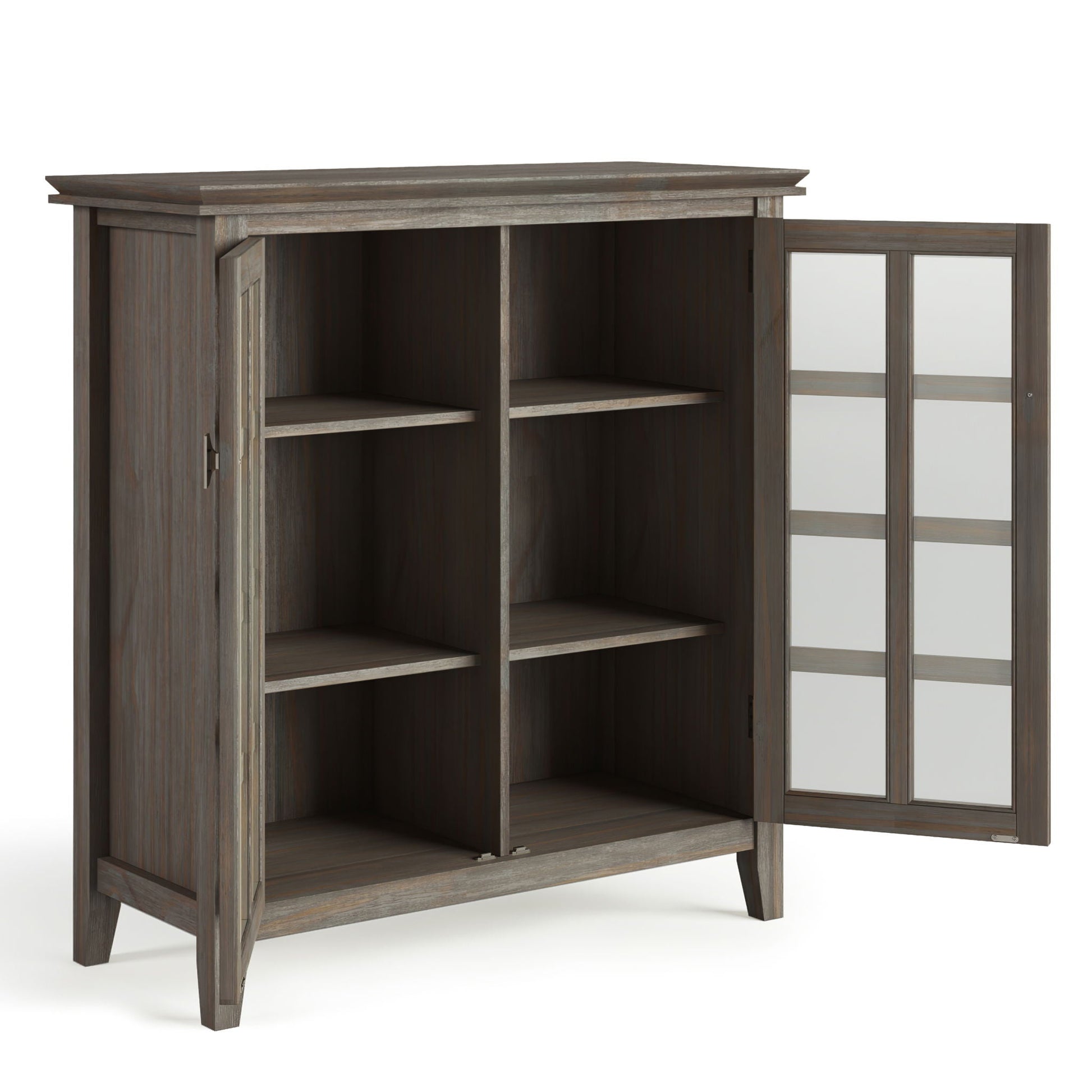 Artisan Handcrafted Medium Storage Cabinet in gray wood with glass doors HouseOfZazla on Tampa Home & Garden Store