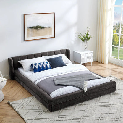 Modern Upholstered Bed Frame With Thick Fabric