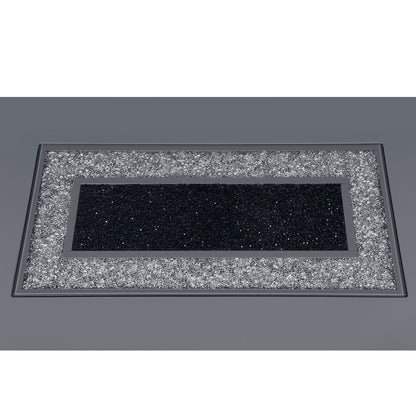 Fireplace insert with dark gray surround, rectangular glass panel and speckled ember bed on Tampa Home & Garden Store