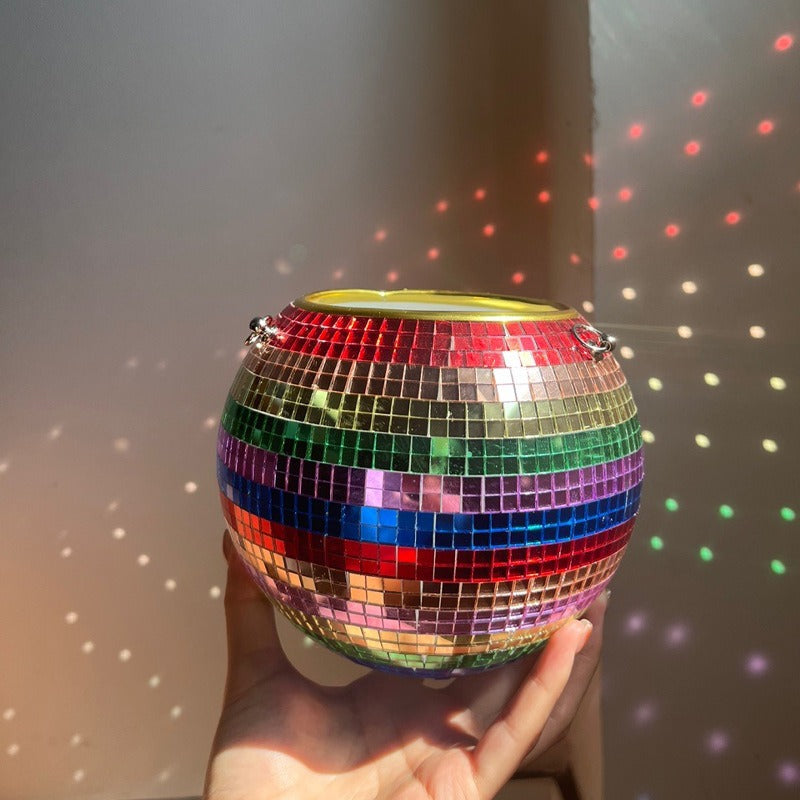 Disco Ball Planter Hanging Mirror Spherical Plastic Flower Pot Horticultural Hanging Basket