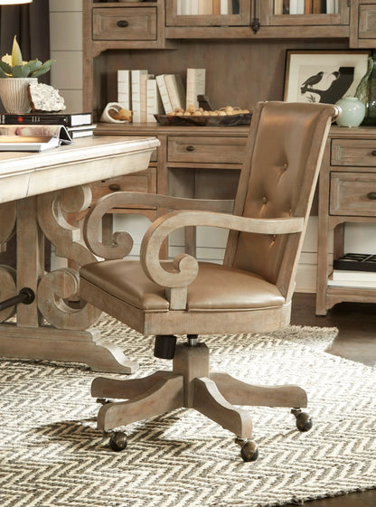 Desk chair Tinley Park fully upholstered swivel chair in Dove Tail Gray by Unique Piece Furniture on Tampa Home & Garden Store