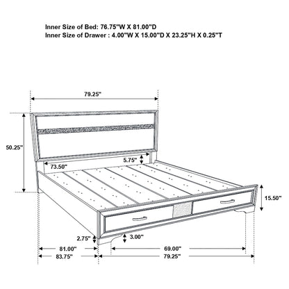 Storage Platform Bed 2 Drawer blueprint line drawing shows bed frame and slatted base on Tampa Home & Garden Store