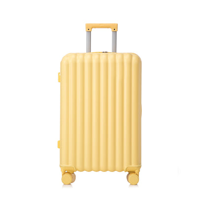 Yellow hard-shell spinner carry-on suitcase with telescoping handle and wheels on Tampa Home & Garden Store