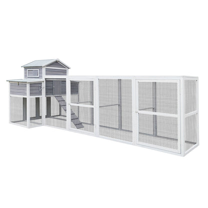 150-inch extra large wooden chicken coop with white frame and mesh panels by HouseOfZazla on Tampa Home & Garden Store