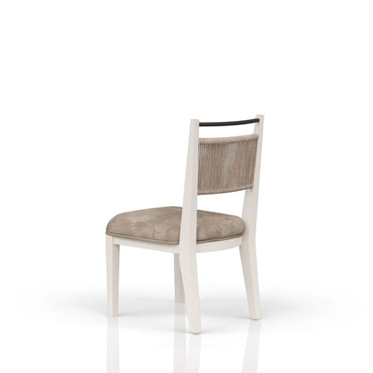 Rope Back Chair in Beige and Carmel Wood